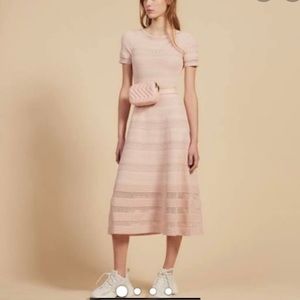 Sandro Paris Roselle midi knitted Pink dress 36